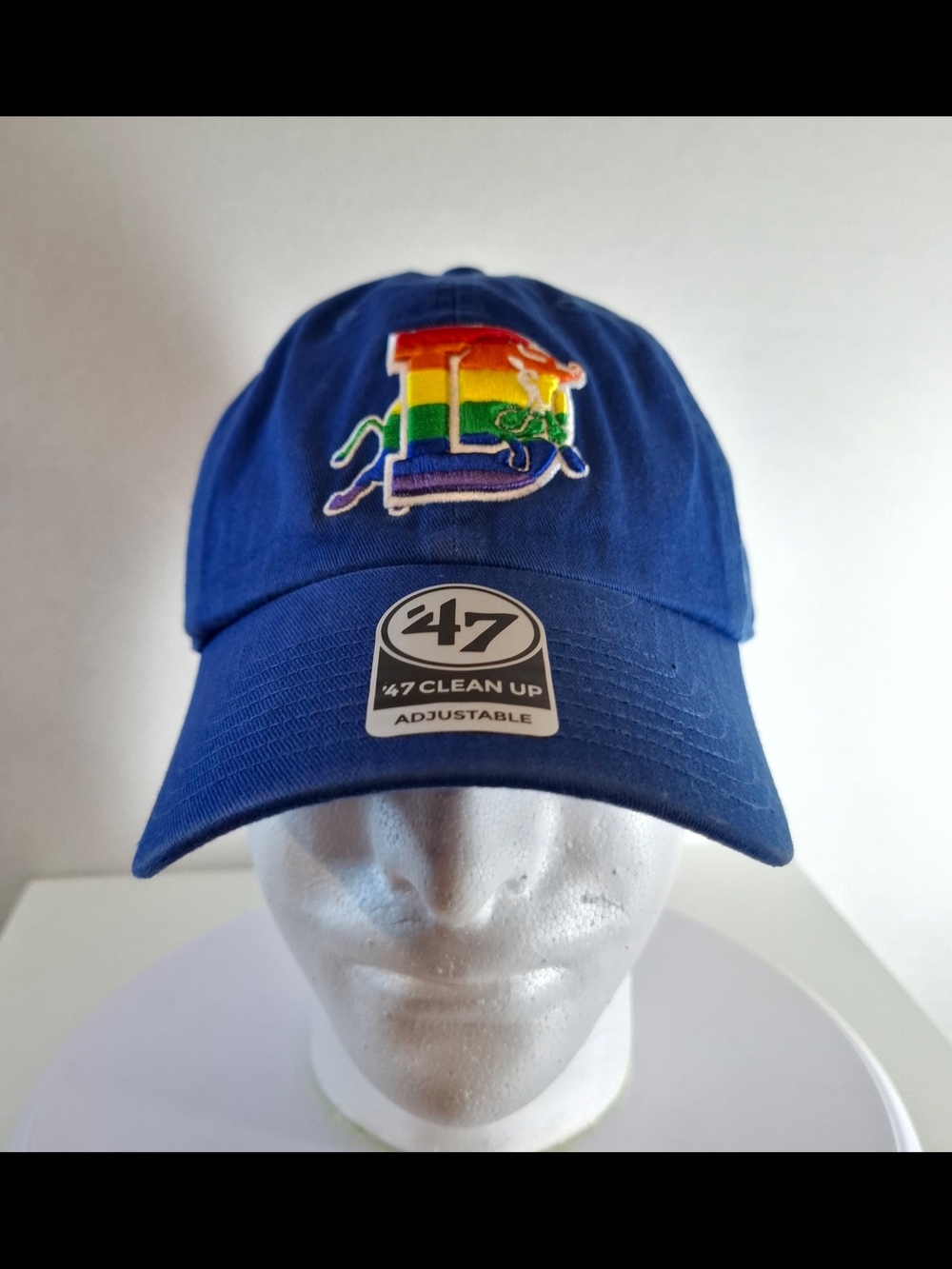 '47 Clean Up Adjustable Blue Cap with Rainbow Embroidered Logo